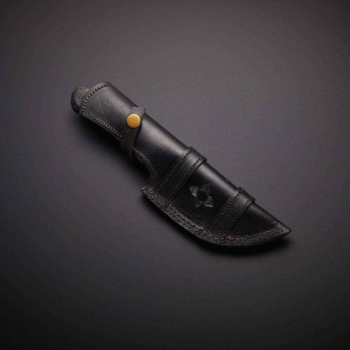 Damascus Steel Tracker Knife with Pakka Wood Handle & Leather Sheath