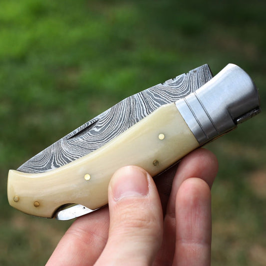 Damascus folding knife - NB CUTLERY LTD