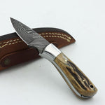 Custom handmade damascus steel 6 inches knife Handle: Stag Horn, Stainless Steel Bolster - NB CUTLERY LTD
