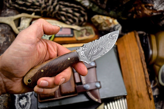 Custom Handmade Twist Damascus Tambootie Wood Small Hunting EDC Blade - NB CUTLERY LTD