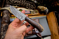 Custom Handmade Twist Damascus Tambootie Wood Small Hunting EDC Blade - NB CUTLERY LTD