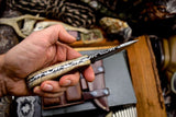 Custom Handmade Twist Damascus Tambootie Wood Small Hunting EDC Blade - NB CUTLERY LTD
