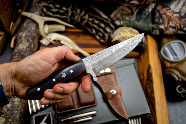 Custom-Handmade Damascus-Hunting-Utility--Camp Blade EDC Knife