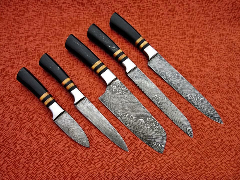 CUSTOM MADE DAMASCUS BLADE 5Pcs. CHEF/KITCHEN KNIVES SET - NB CUTLERY LTD