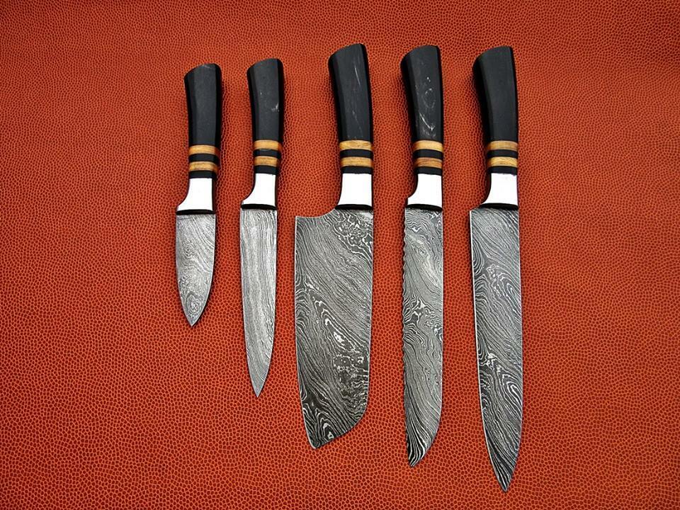 CUSTOM MADE DAMASCUS BLADE 5Pcs. CHEF/KITCHEN KNIVES SET - NB CUTLERY LTD