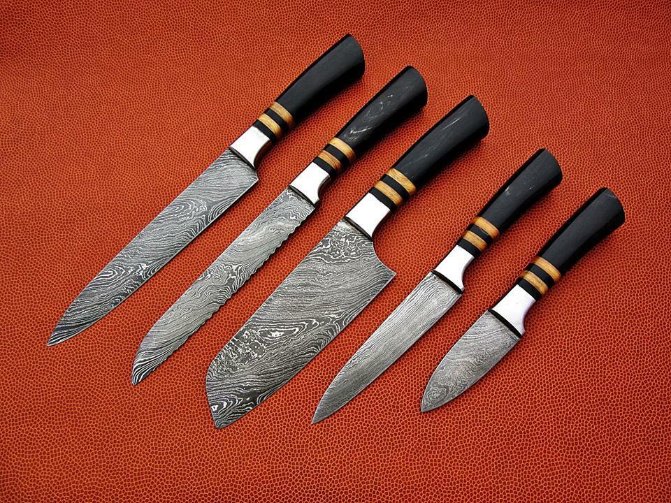 CUSTOM MADE DAMASCUS BLADE 5Pcs. CHEF/KITCHEN KNIVES SET - NB CUTLERY LTD