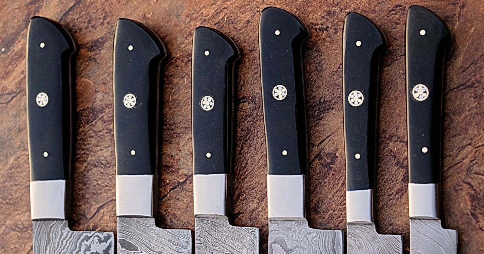 CUSTOM MADE DAMASCUS BLADE 6Pcs. CHEF/KITCHEN KNIVES SET - NB CUTLERY LTD