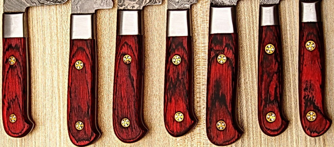 CUSTOM MADE DAMASCUS BLADE 7Pcs. CHEF/KITCHEN KNIVES SET - NB CUTLERY LTD