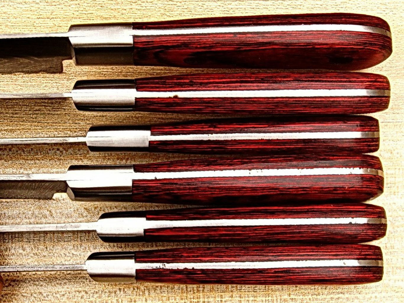 CUSTOM MADE DAMASCUS BLADE 7Pcs. CHEF/KITCHEN KNIVES SET - NB CUTLERY LTD