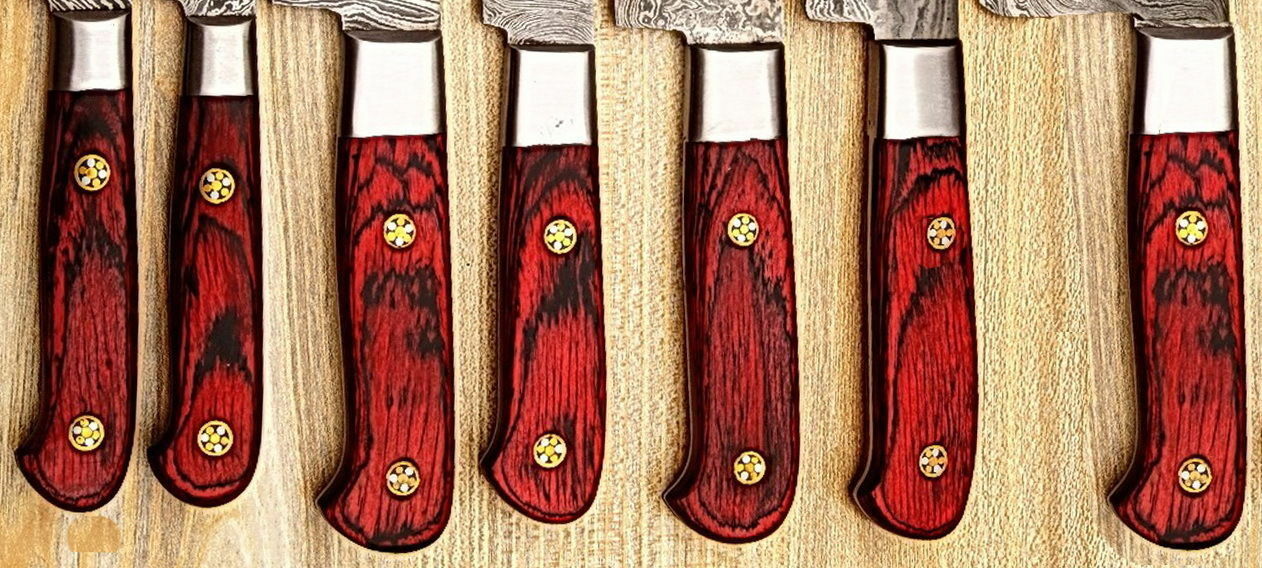 CUSTOM MADE DAMASCUS BLADE 7Pcs. CHEF/KITCHEN KNIVES SET - NB CUTLERY LTD