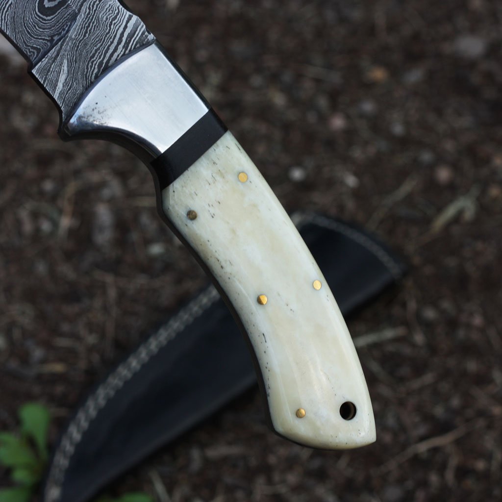 custom handmade damascus steel knife Handle: Bone, Stainless Steel Bolster - NB CUTLERY LTD