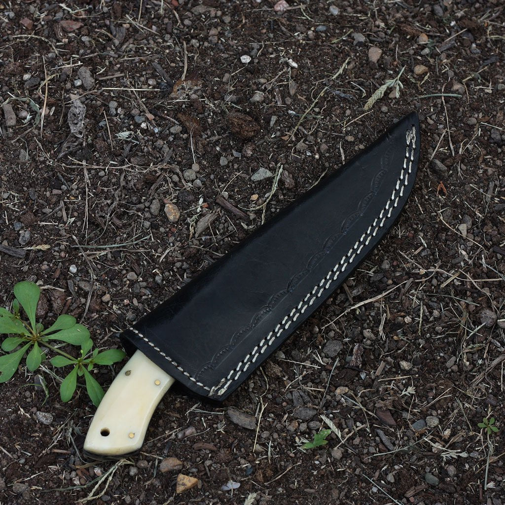 custom handmade damascus steel knife Handle: Bone, Stainless Steel Bolster - NB CUTLERY LTD
