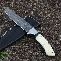 custom handmade damascus steel knife Handle: Bone, Stainless Steel Bolster - NB CUTLERY LTD