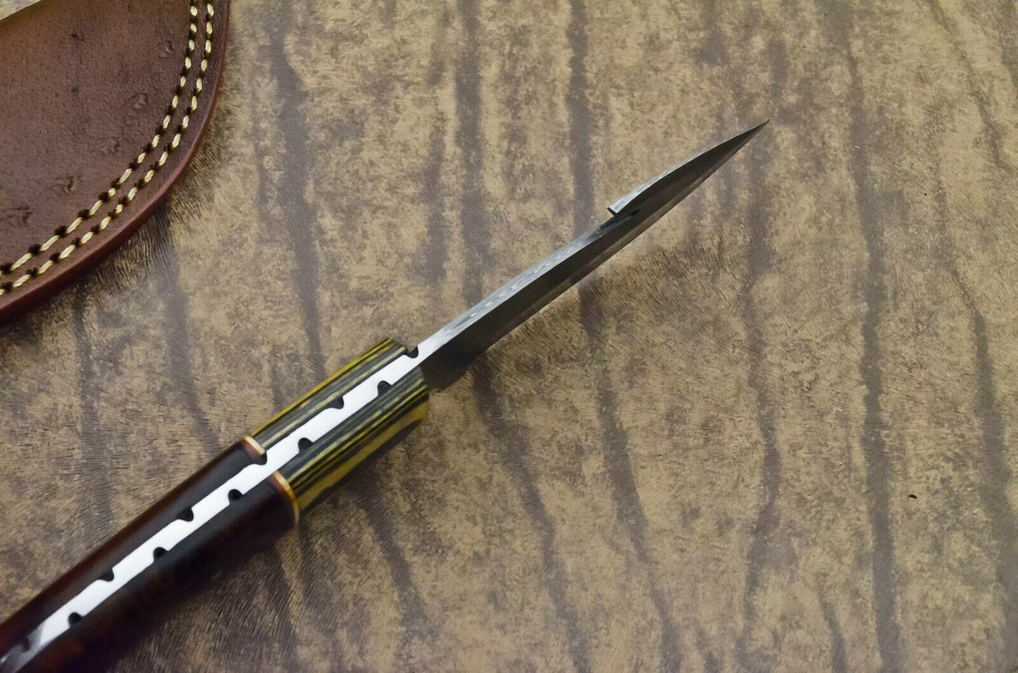 HAND FORGED DAMASCUS STEEL BLADE HUNTING KNIFE - ROSE WOOD