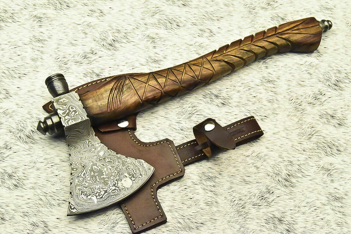 CUSTOM HAND FORGED DAMASCUS STEEL BLADE  | HATCHET| AXE - NB CUTLERY LTD