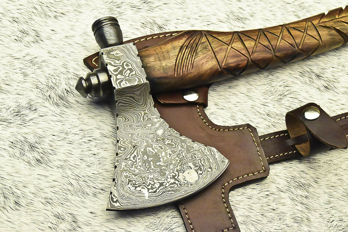 CUSTOM HAND FORGED DAMASCUS STEEL BLADE  | HATCHET| AXE - NB CUTLERY LTD