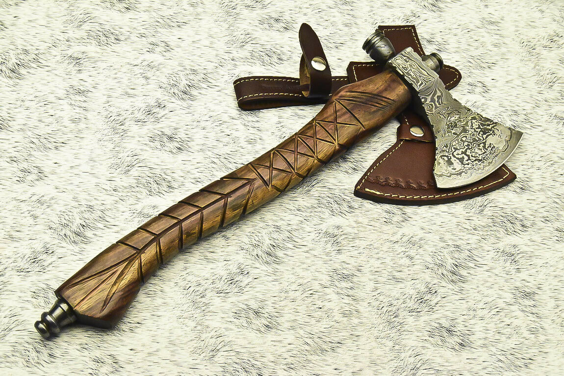 CUSTOM HAND FORGED DAMASCUS STEEL BLADE  | HATCHET| AXE - NB CUTLERY LTD