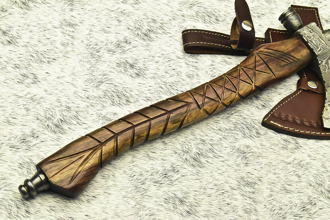 CUSTOM HAND FORGED DAMASCUS STEEL BLADE  | HATCHET| AXE - NB CUTLERY LTD