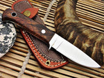 CUSTOM HANDMADE D2 STEEL HUNTING KNIFE HANDLE ROSE WOOD