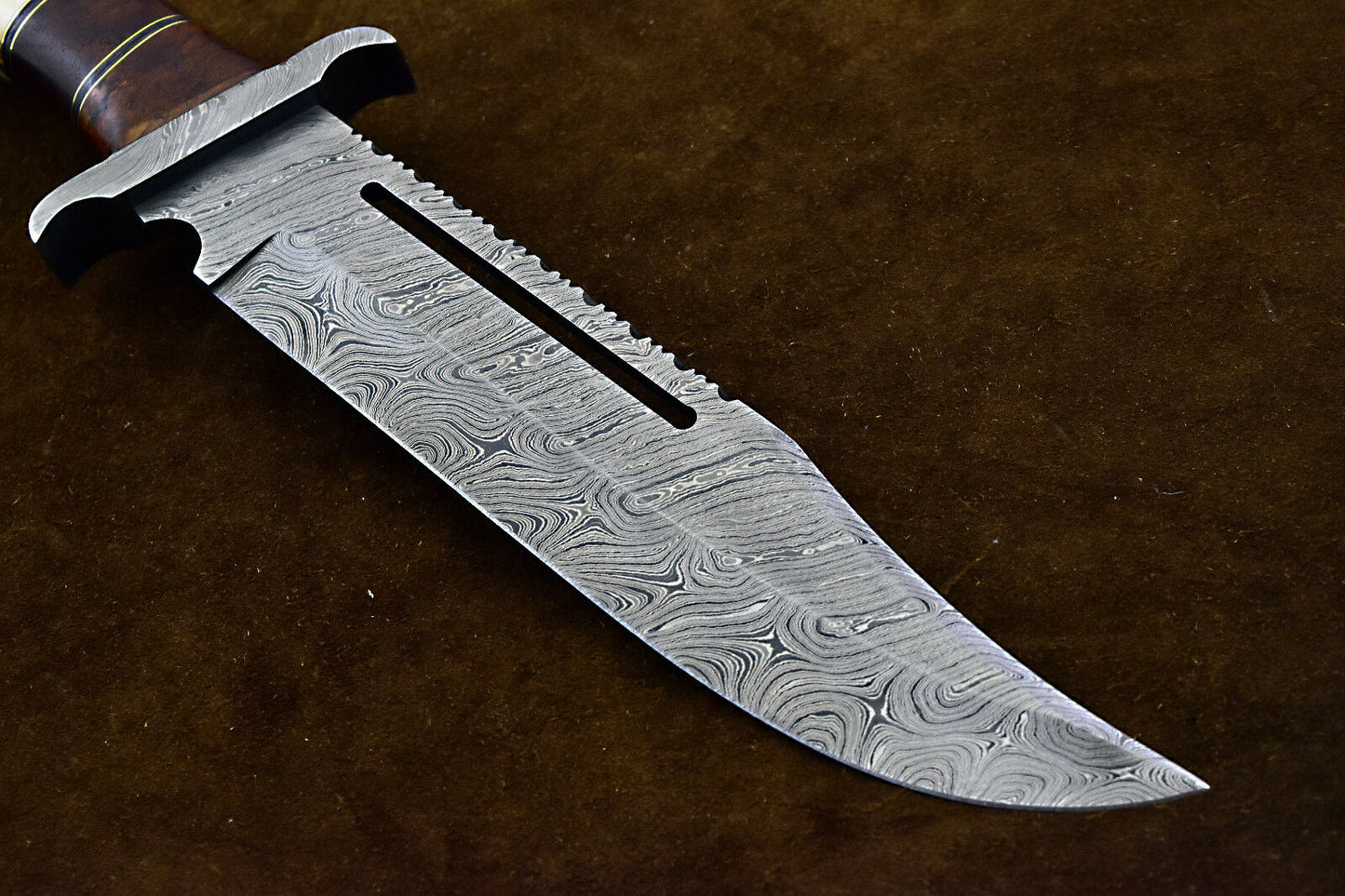 Custom Handmade Damascus Steel Hunting RAMBO Bowie Knife Wiht Stag Horn Handle. - NB CUTLERY LTD