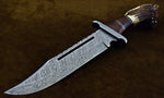 Custom Handmade Damascus Steel Hunting RAMBO Bowie Knife Wiht Stag Horn Handle. - NB CUTLERY LTD