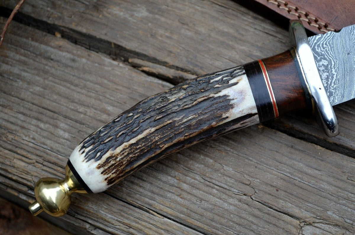 Custom Made Hand Forged Damascus Steel Hunting Combat Bowie Knife