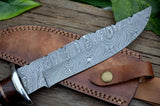 Custom Made Hand Forged Damascus Steel Hunting Combat Bowie Knife