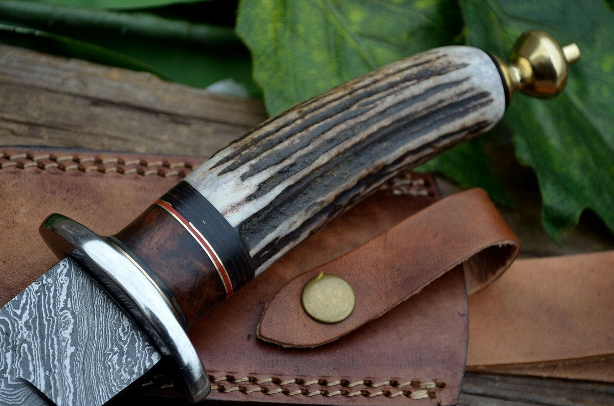 Custom Made Hand Forged Damascus Steel Hunting Combat Bowie Knife