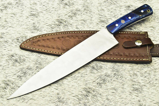 CUSTOM HANDMADE D2 TOOL STEEL FULL TANG | CHEF KNIFE | HARD WOOD - NB CUTLERY LTD