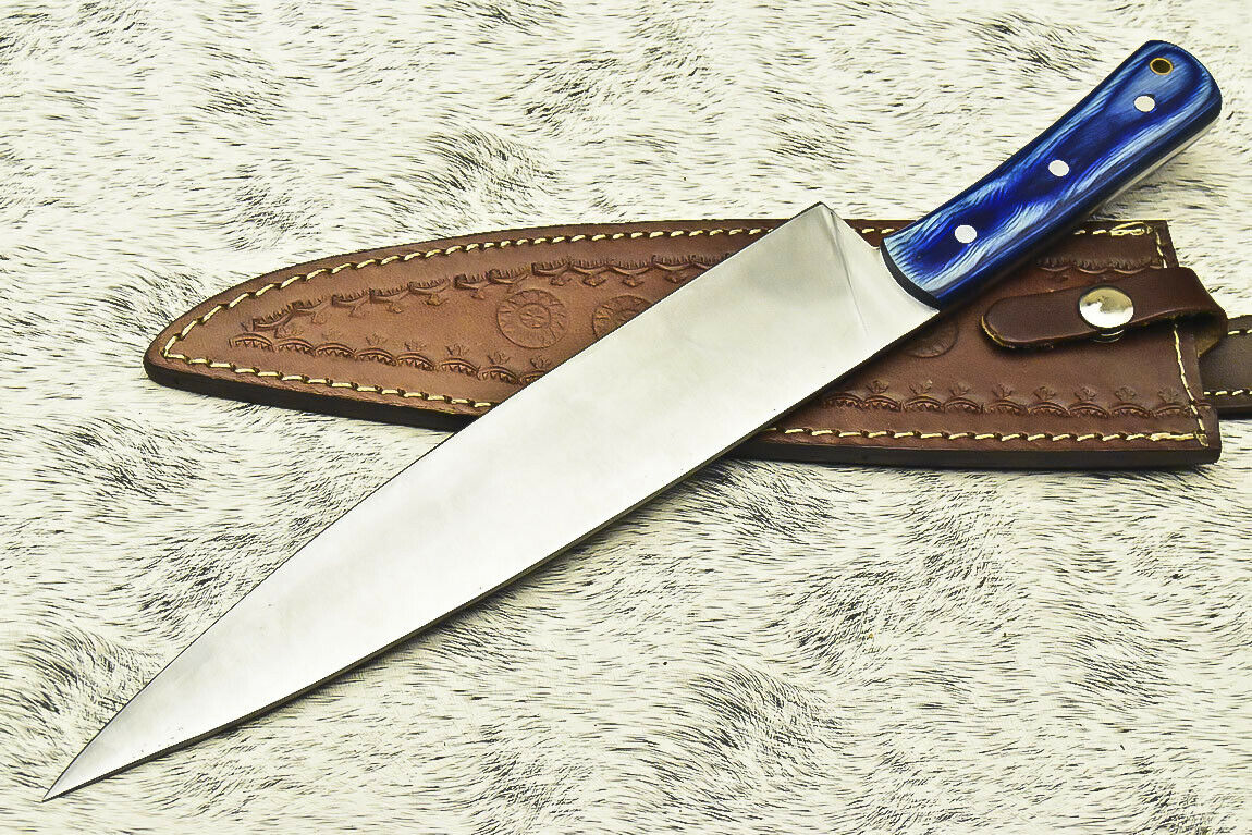 CUSTOM HANDMADE D2 TOOL STEEL FULL TANG | CHEF KNIFE | HARD WOOD - NB CUTLERY LTD