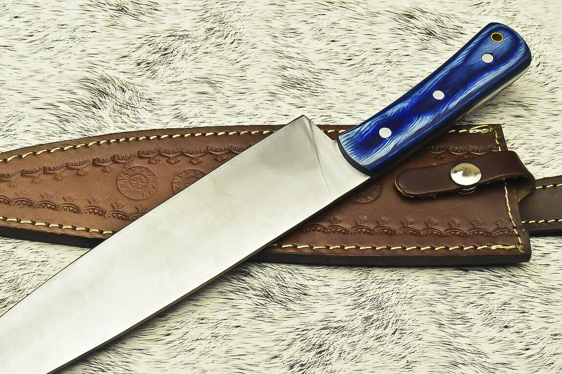CUSTOM HANDMADE D2 TOOL STEEL FULL TANG | CHEF KNIFE | HARD WOOD - NB CUTLERY LTD