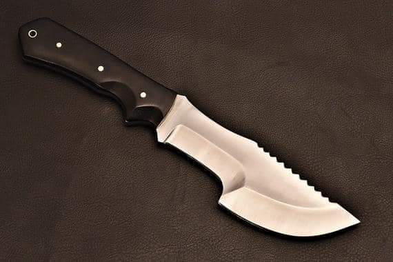 Handcrafted D2 Steel Tracker Knife with Black Micarta Handle