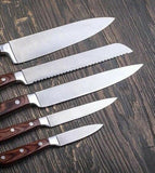 Custom--Handmade 5 pcs Chef Knife Kitchen set - Wood Handle - NB CUTLERY LTD