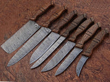 7 Pc's High Quality Hand forged Damascus Steel Kitchen Knives sets - NB CUTLERY LTD