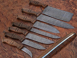 7 Pc's High Quality Hand forged Damascus Steel Kitchen Knives sets - NB CUTLERY LTD