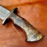 CUSTOM HANDMADE DAMASCUS STEEL BOWIE KNIFE WITH LEATHER SHEATH