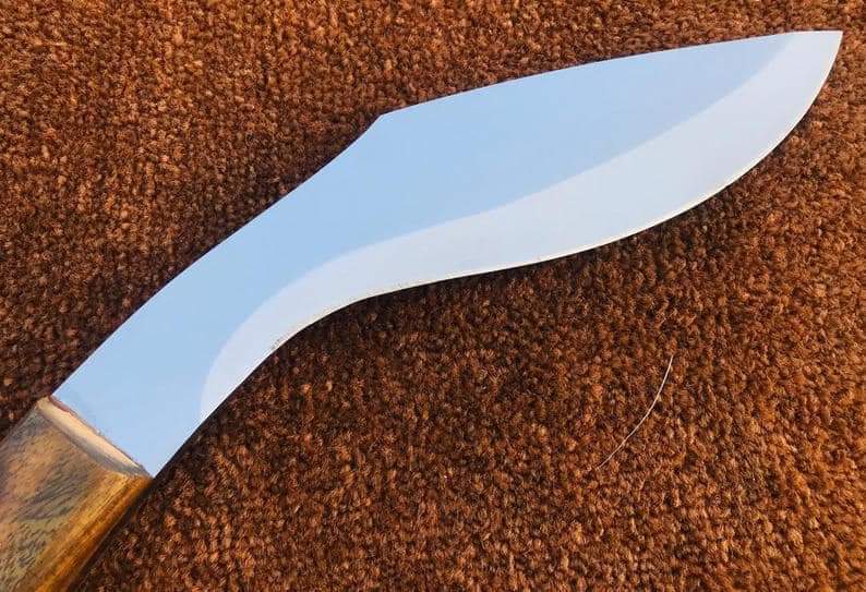 CUSTOM HANDMADE D2 STEEL KUKRI KNIFE WITH LEATHER SHEATH
