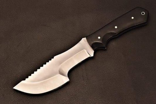 CUSTOM HANDMADE D2 STEEL TRACKER KNIFE WITH LEATHER SHEATH 