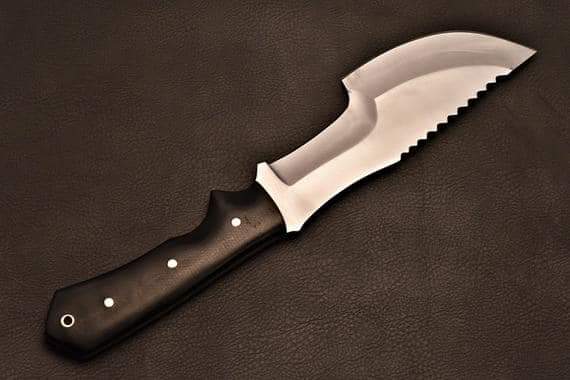 CUSTOM HANDMADE D2 STEEL TRACKER KNIFE WITH LEATHER SHEATH 