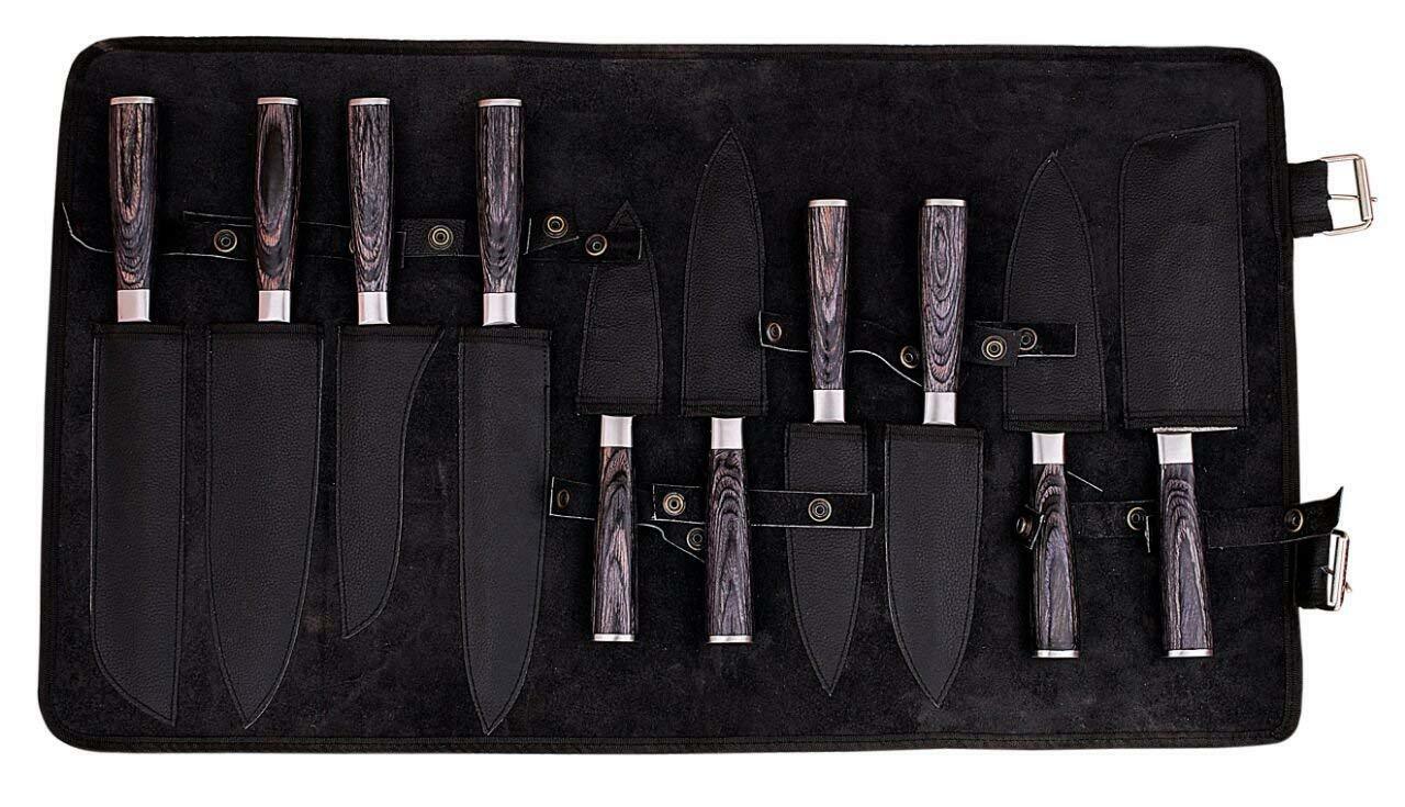 Professional Kitchen Knives Custom Made Damascus Steel Round Wood Handle - NB CUTLERY LTD
