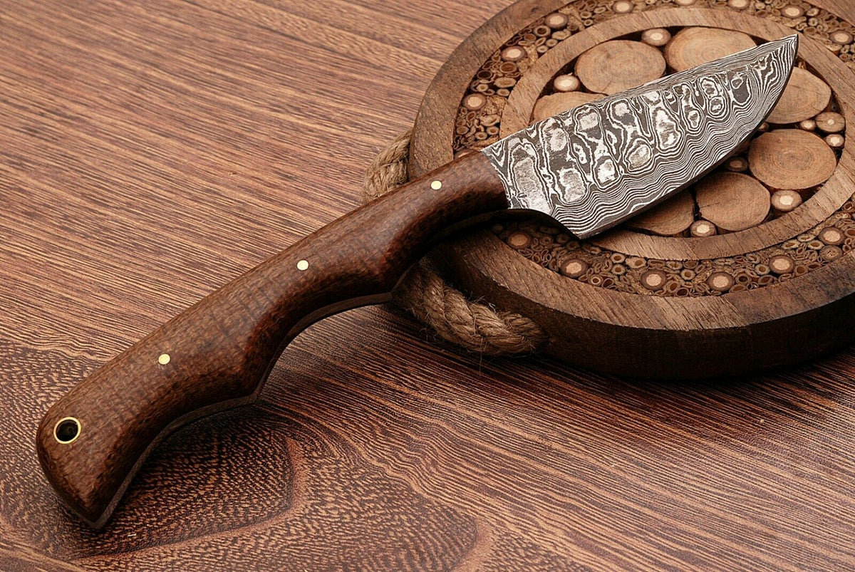 Handmade Damascus Steel Hunting Knife " Rose Wood Handle