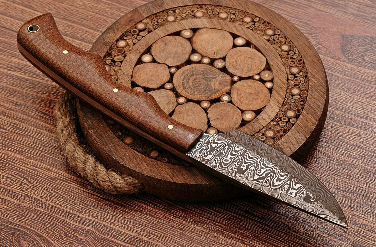 Handmade Damascus Steel Hunting Knife " Rose Wood Handle