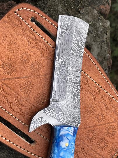 Custom Handmade Damascus Steel Bull Cutter knife