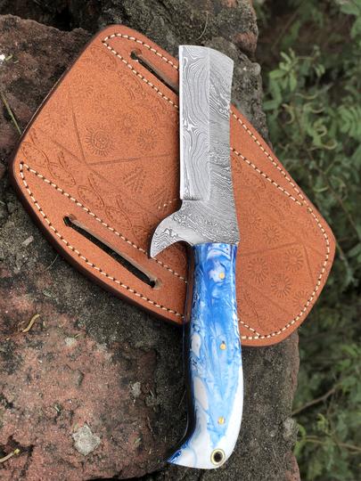 Custom Handmade Damascus Steel Bull Cutter knife