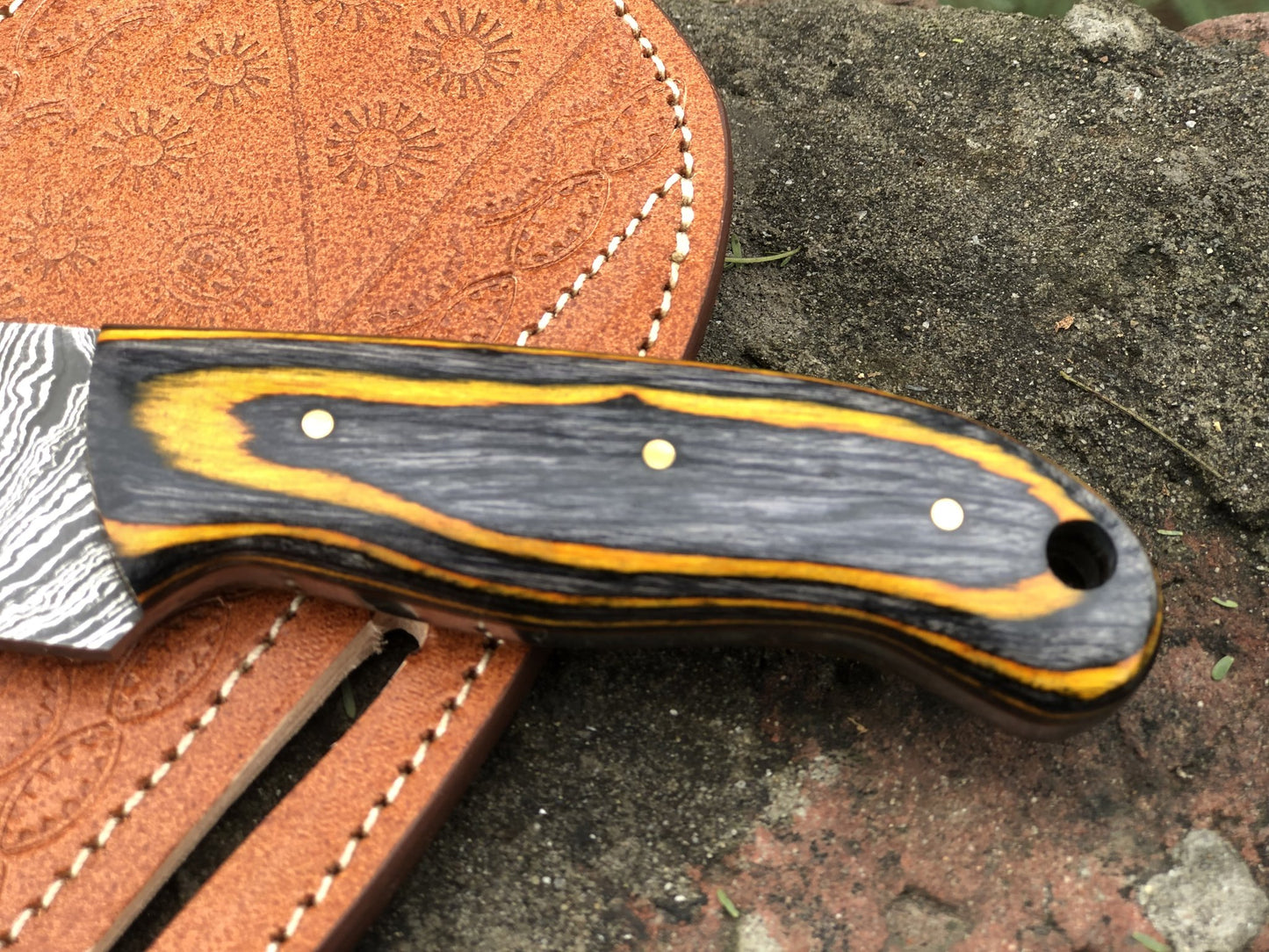 Custom Handmade Damascus Bull Knife