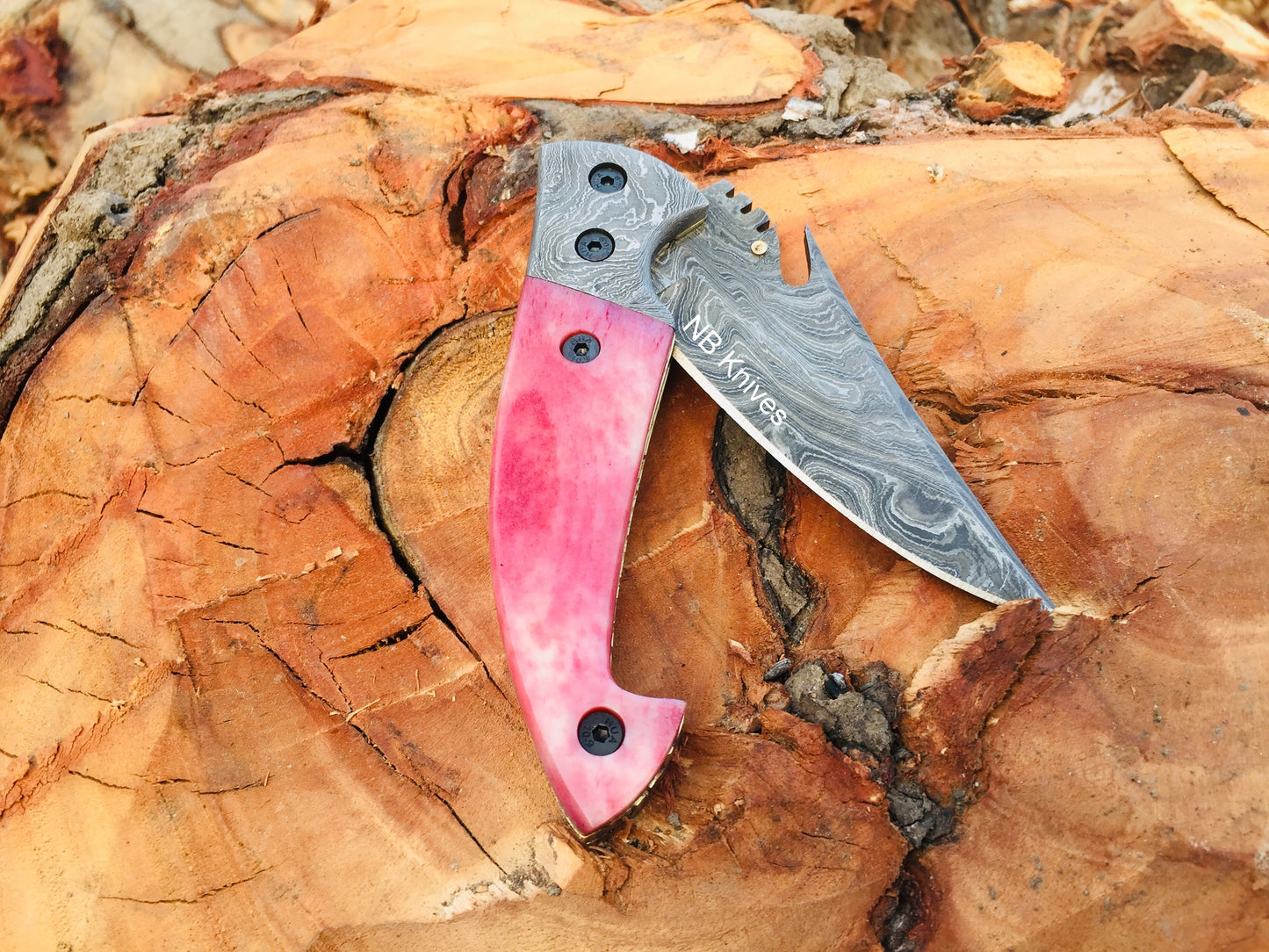 Custom Handmade Damascus Steel Folding/Pocket Knife+Leather Sheath