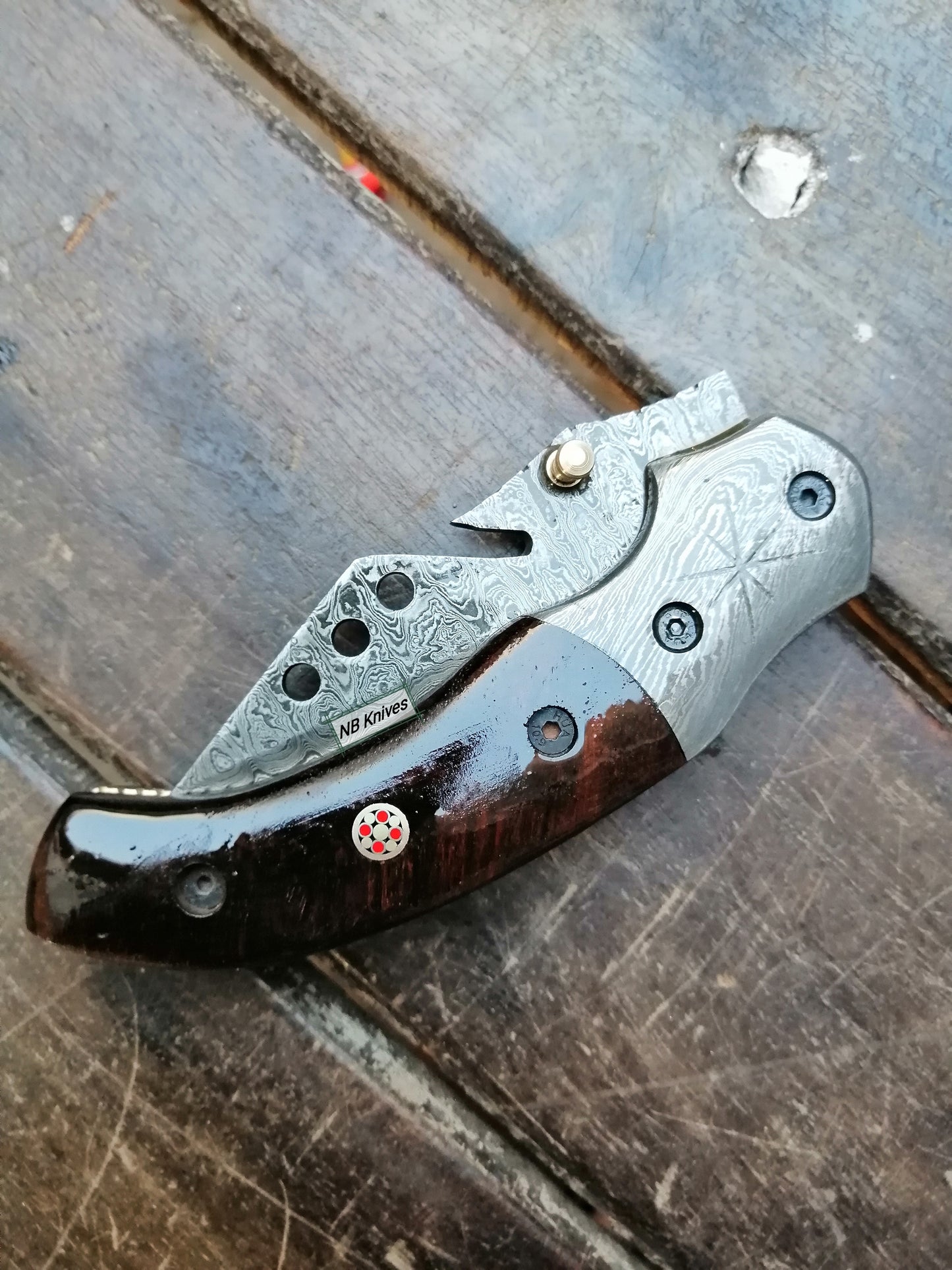 CUSTOM HANDMADE DAMASCUS BOTTLE OPNER POCKET KNIFE WITH LEATHER SHEATH