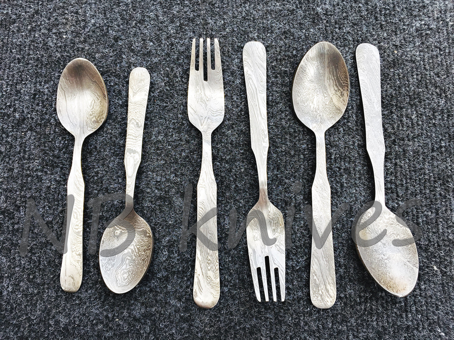 CUSTOM HANDMADE DAMASCUS STEEL FORK SPOONS