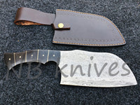 Custom Made Damascus Steel Chef Cleaver Knife