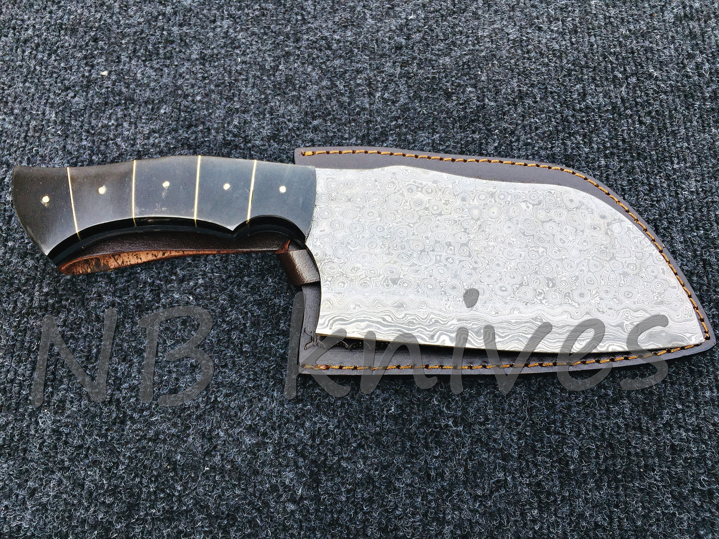 Custom Made Damascus Steel Chef Cleaver Knife